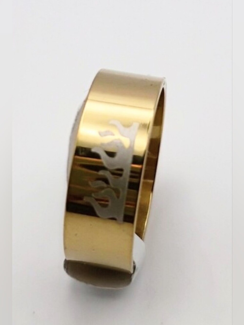Stainless Steel Gold Flames Fashion Ring Band China Size 19/U.S Size 9.5